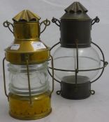 Two brass mounted hanging lanterns