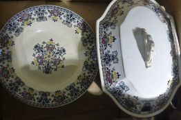 A Victorian Staffordshire tureen and dishes