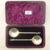 A cased pair of silver Apostle spoons