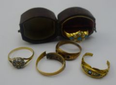 Five various gold rings