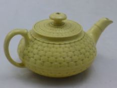 A 19th century Wedgwood Basket Weave pattern teapot