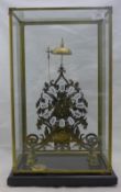 A brass skeleton clock