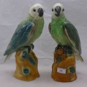 A pair of Victorian Staffordshire parrots