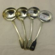 Four Georgian silver sauce ladles