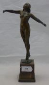 An Art Nouveau patented bronze figure of a female nude