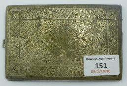 An Indian unmarked white metal cigarette case