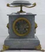 A Victorian grey variegated mantle clock