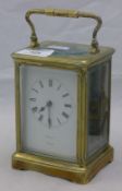 A late 19th/early 20th century brass cased carriage clock