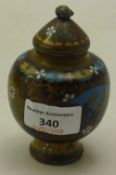 A cloisonne lidded vase