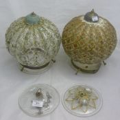 An Indian decorated hanging glass shade (Pundi) and another