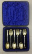 A cased set of silver teaspoons