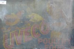 A pictorial Uveco tin advertising sign