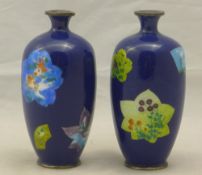 A pair of small cloisonne vases