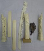 A quantity of bone carvings