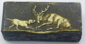 A 19th century carved antler snuff box