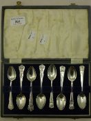 Nine George V Jubilee teaspoons by Pringle of London and Bond & Co of Sheffield 1934/35