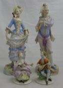 Two pairs of Continental porcelain figures