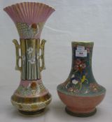 Two pink Satsuma vases
