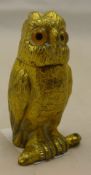 A gilt bronze vesta formed of an owl