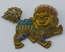 A silver gilt dog-of-fo brooch