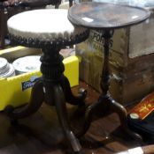 A Victorian piano stool and an oak wine table