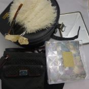 A quantity of ladies accessories, including a Radley handbag, a fan, a mirror, etc.