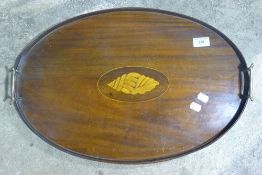 An Edwardian inlaid mahogany tray