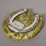 A George V silver mounted onyx letter clip, hallmarked Chester 1913, maker's mark of S B & Co.