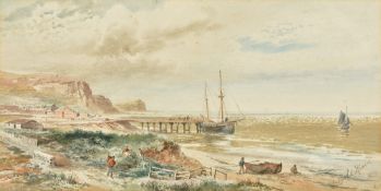 LEOPOLD RIVERS (1852-1905) British The Yorkshire Coast Near Whitby Watercolour Signed 34.5 x 17.
