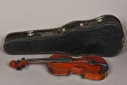 A French violin With two piece back and printed label for Jerome Thibouville-Lamy.