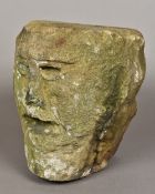 A Celtic carved stone head (100BC - 100AD) Found Shropshire. 28 cm high.