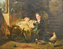 EDGAR WALSH (20th century) British Mother and Child in a Cottage Interior Oil on board Signed 24 x
