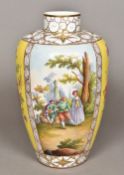 A large 19th century Continental porcelain vase, possibly Dresden Of ovoid form,