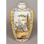 A large 19th century Continental porcelain vase, possibly Dresden Of ovoid form,