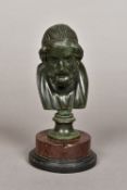 A 19th century Grand Tour patinated bronze bust Modelled as Homer,