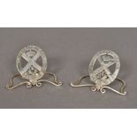 A pair of Edward VIII Scottish silver menu holders, hallmarked Edinburgh 1935,