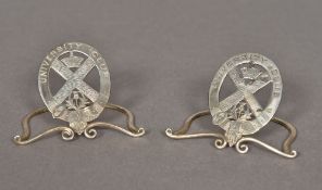 A pair of Edward VIII Scottish silver menu holders, hallmarked Edinburgh 1935,