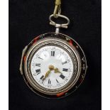 An 18th/19th century pair cased verge pocket watch With tortoiseshell outer case and embossed