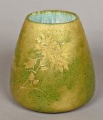 A late 19th century French pottery vase by Clement Massier Decorated in gilt with foliage on a