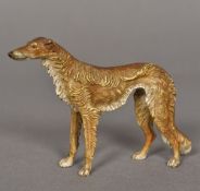 A late 19th/early 20th century Austrian cold painted model of lurcher Naturalistically modelled,