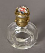 A Victorian unmarked silver gilt and Essex crystal mounted scent bottle,