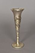 A late 19th century Chinese silver specimen vase, makers mark indistinct Of flared trumpet form,