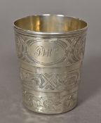 A Victorian silver collapsible beaker, hallmarked London 1885,