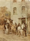 WILLIAM HENRY WHEELWRIGHT (19th century) British Coaching Scenes En grisaille oils on