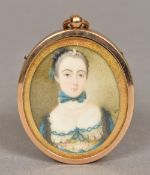 SIMON PINE (died 1772) Irish Portrait of a Young Lady Watercolour probably on ivory Signed with