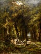 CONTINENTAL SCHOOL (19th century) Gypsy Encampment in a Wooded Landscape Oil on canvas Indistinctly