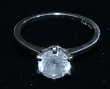 A white gold solitaire diamond ring The diamond 1.2 carats.