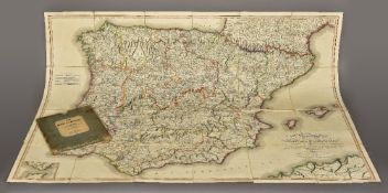 An early 19th century map of Spain and Portugal by E Mentelle and P G Chanlaire Published by John