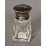 A George V silver and tortoiseshell topped scent bottle, hallmarked London 1926,