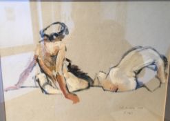 FRANKLIN WHITE (1892-1975) British (AR) Two Female Nudes Oil on paper Dated Sat.